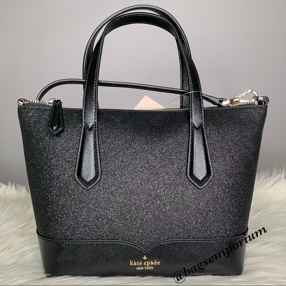 Kate Spade Black Glitter Satchel Crossbody Bag - Picture 2 of 9